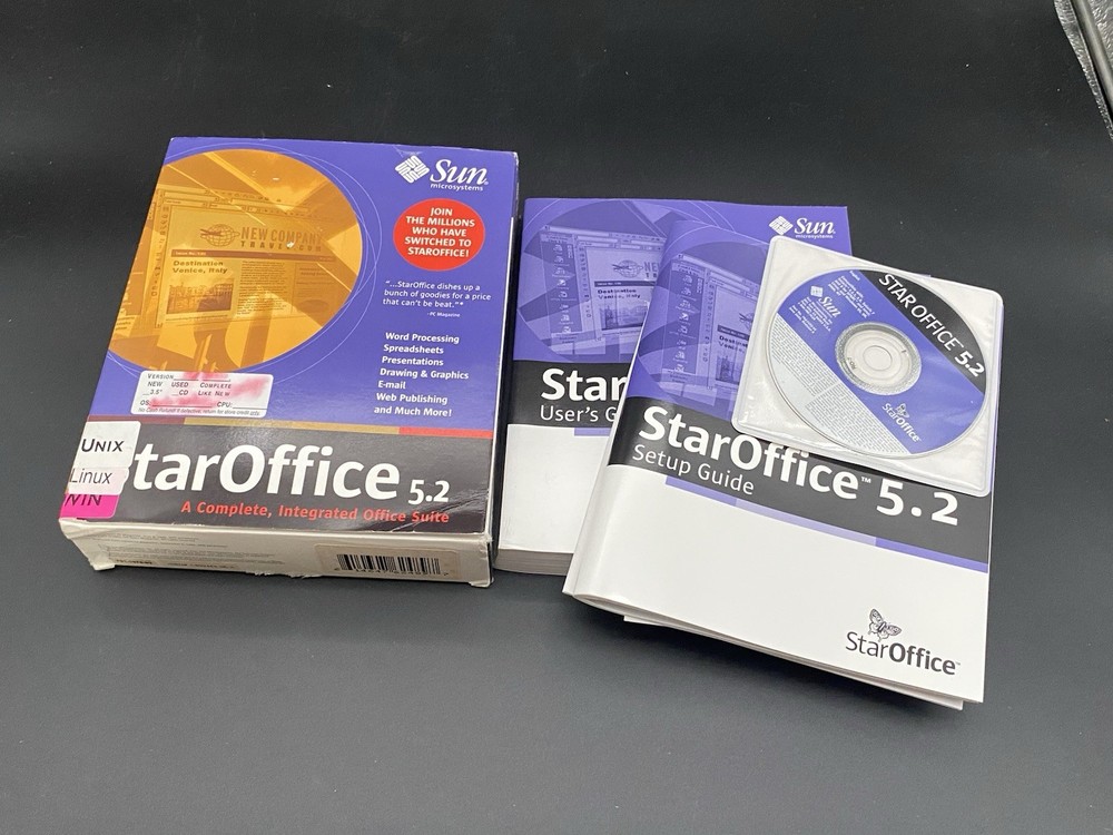 Vtg STAROFFICE 5.2 SUN Microsystems Software English CD-ROM 2000 LINUX Windows