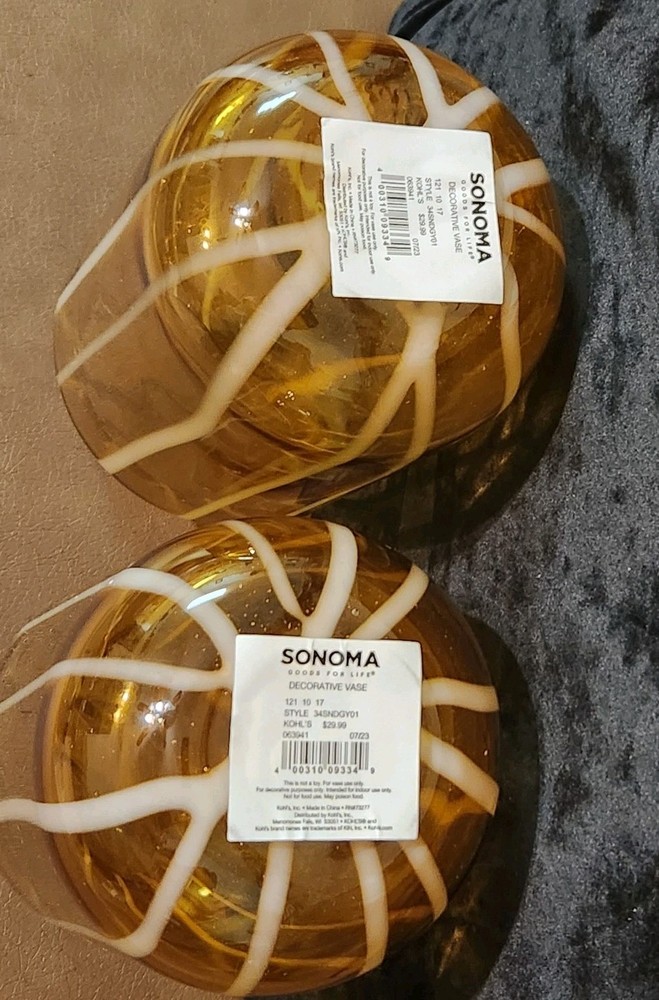 Sonoma Medium Striped Yellow Glass Vase