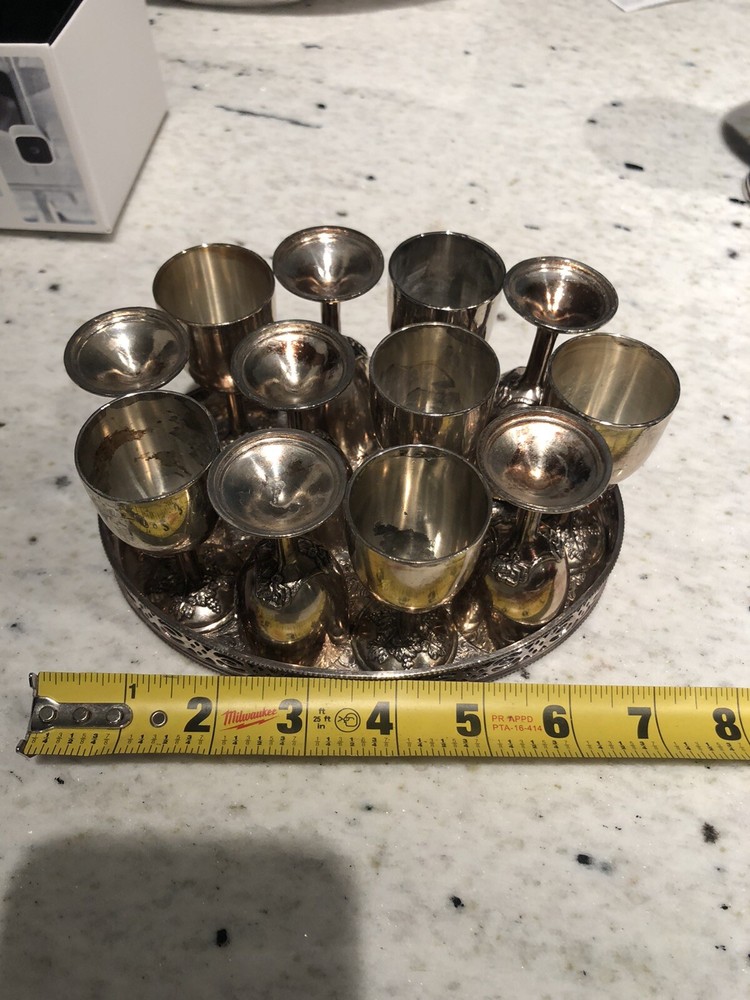 miniature silver plate goblets