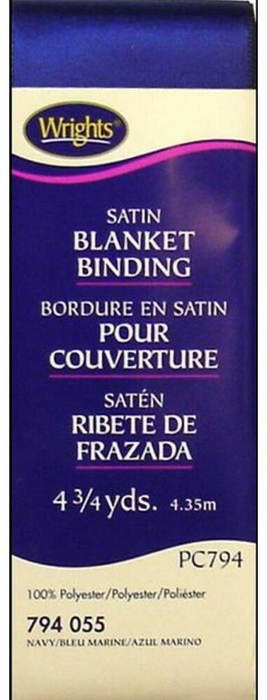 Wrights ~ (PC794-055) - Satin Blanket Binding - Navy, 4.75 Yd, 2" wide
