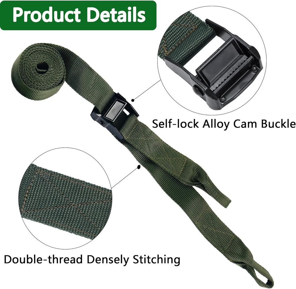 2 PCS 8.5Ft Hunting Tree Stand Straps Climbing Stick Replacement Cam Strap