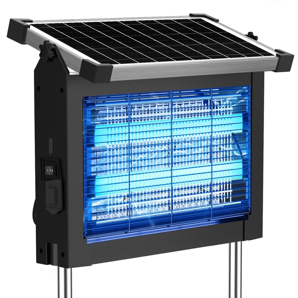 Solar Bug Zapper Outdoor, 4500V Mosquito Zapper Waterproof with Panel Sensor ...