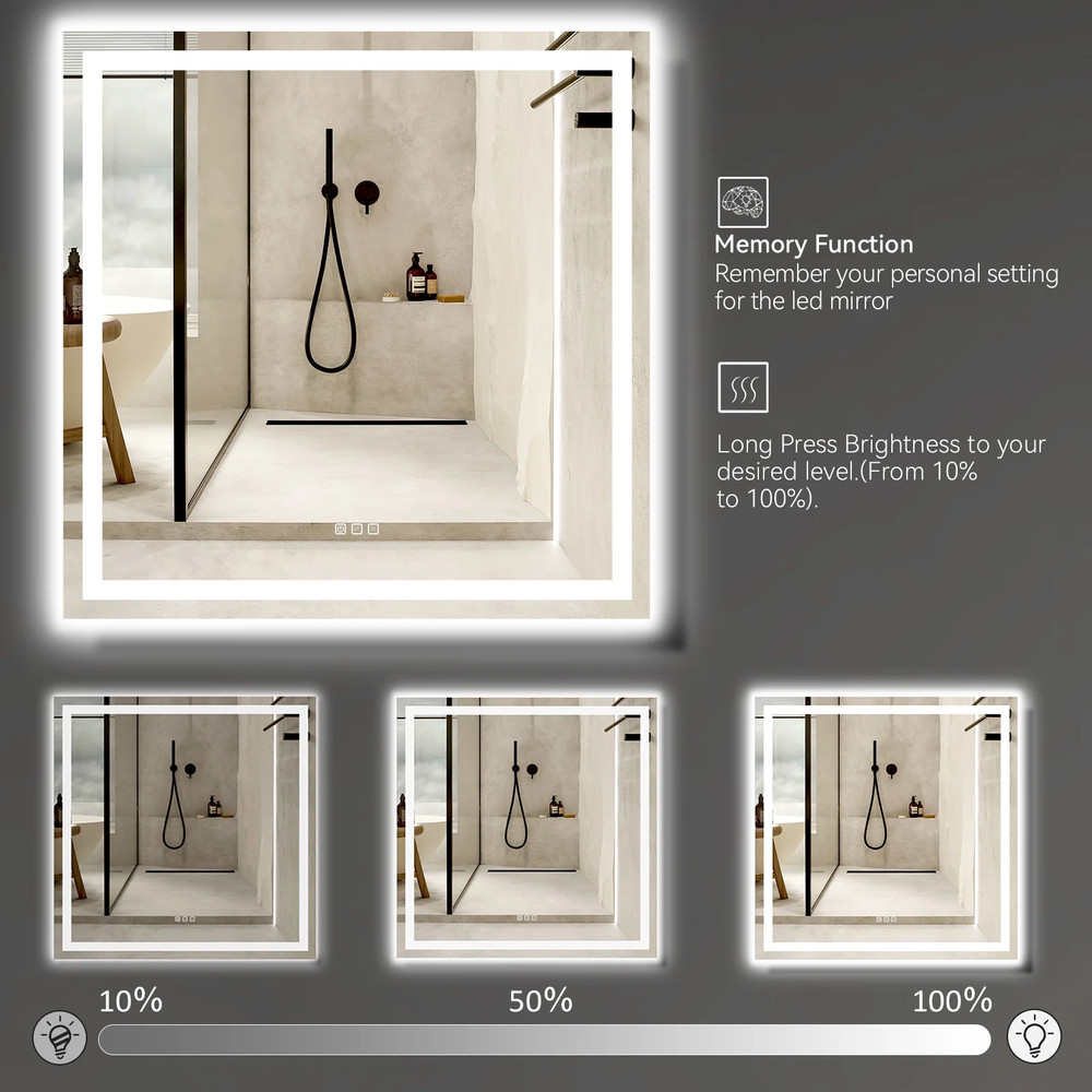 36” X 36” LED Bathroom Mirror with Lights, Wall Mounted Vanity Mirror with Front
