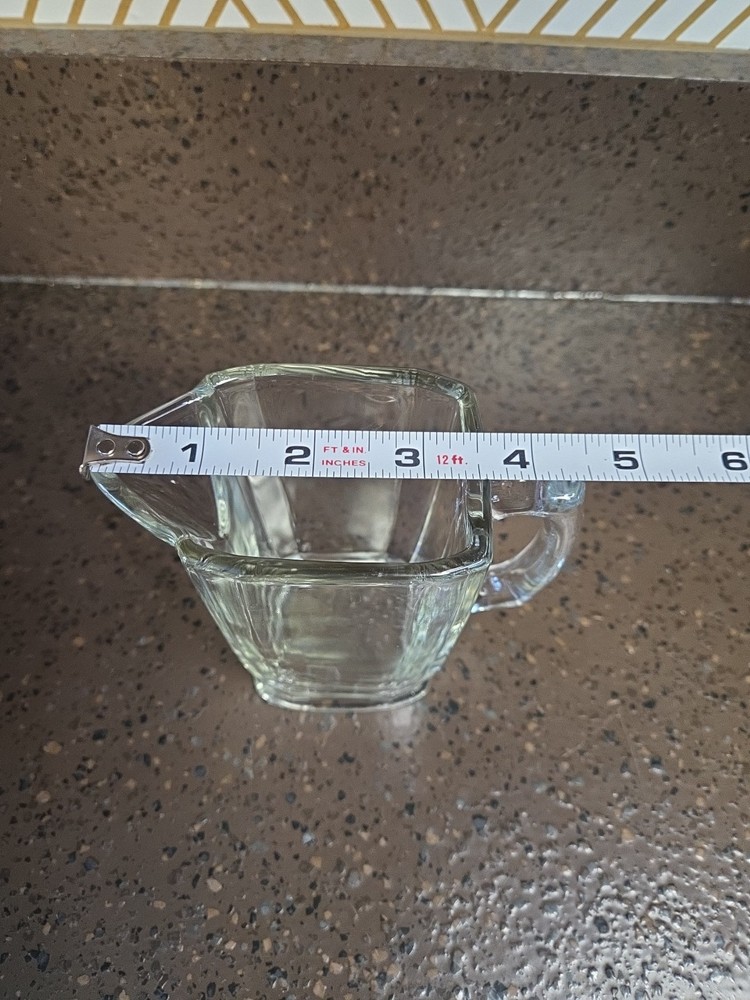 Vintage MCM Small Rectangular Clear Glass Pitcher- Small Scratch