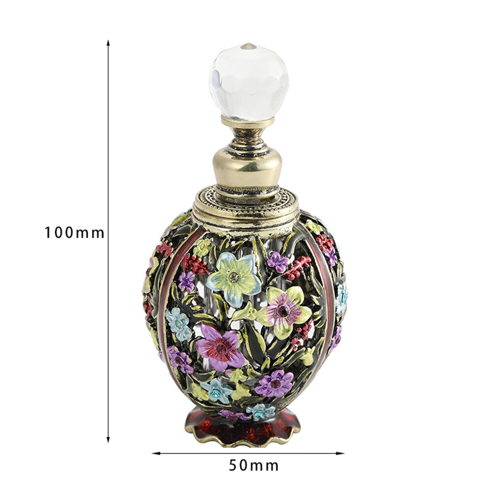 1pc 10ml Antique Empty Flower Pattern Refillable Perfume Bottle Container Decor