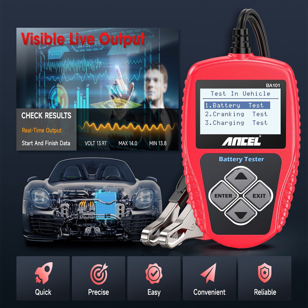 Ancel BA101 Battery Tester Automotive Load Digital Analyzer Bad Cell Test Tools