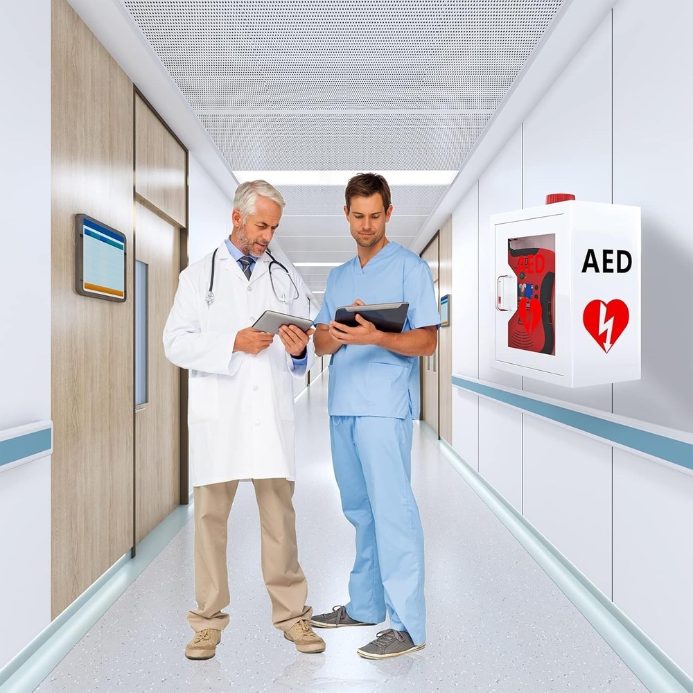 Durable Steel AED Cabinet with Secure Lock and Visual Identification Window