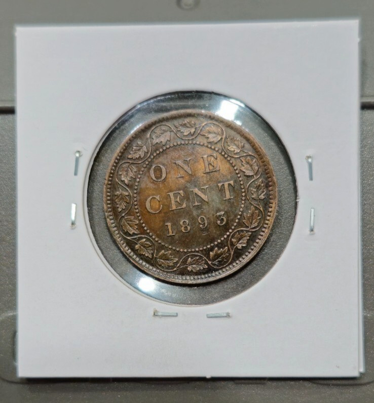 1893 Canada Large Cent - High Grade - Re-Punched 9 - Lamination Obv
