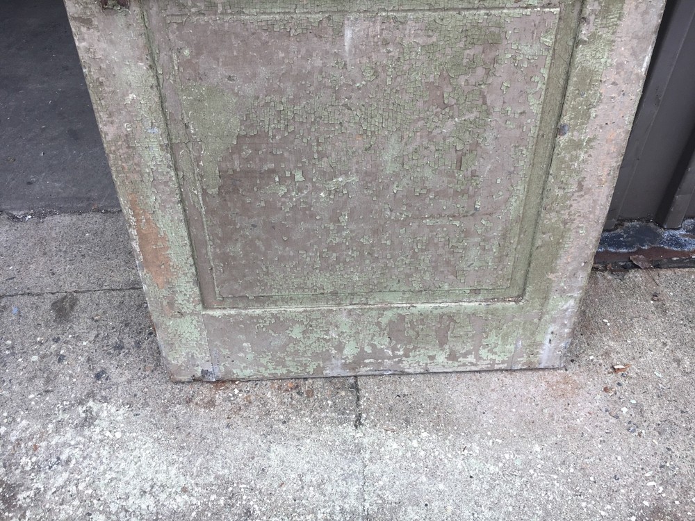c1830 Raised panel door old crusty paint 77.5" x 29.5" - Five panel old hardware