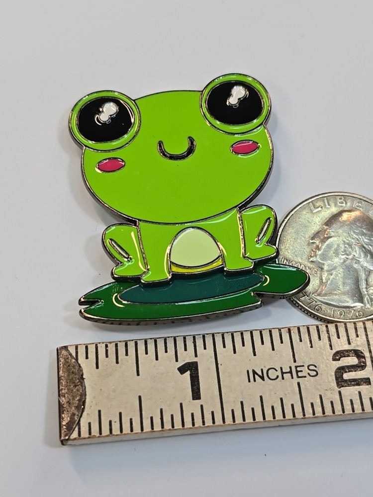Frog On Springing Lilly Pin Lapel Pin Large Size