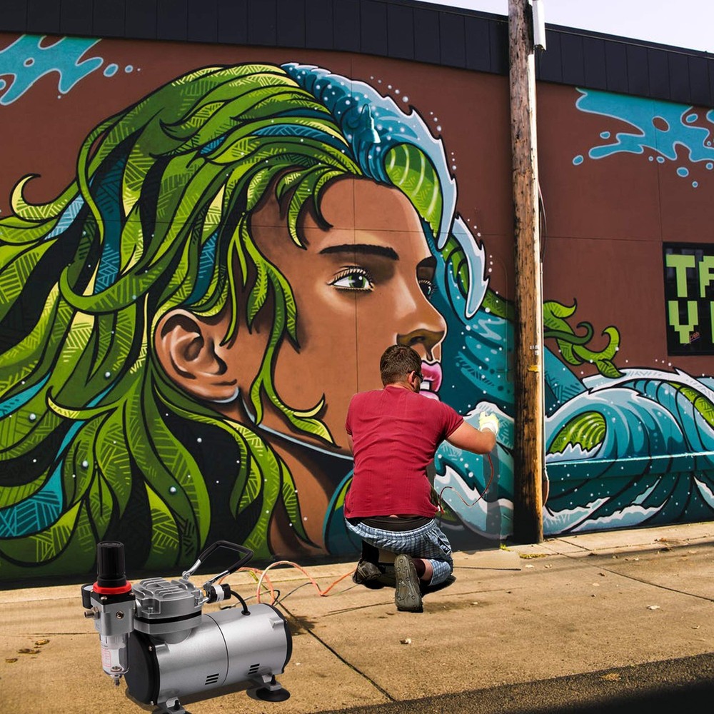 Airbrush Compressor AS18-2, Basic Mini Compressor, 4 Bar/Auto Stop for Hobby ...