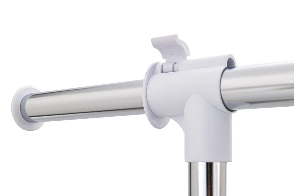 Mainstays Adjustable Metal Rolling Garment Clothes Rack, Chrome & White