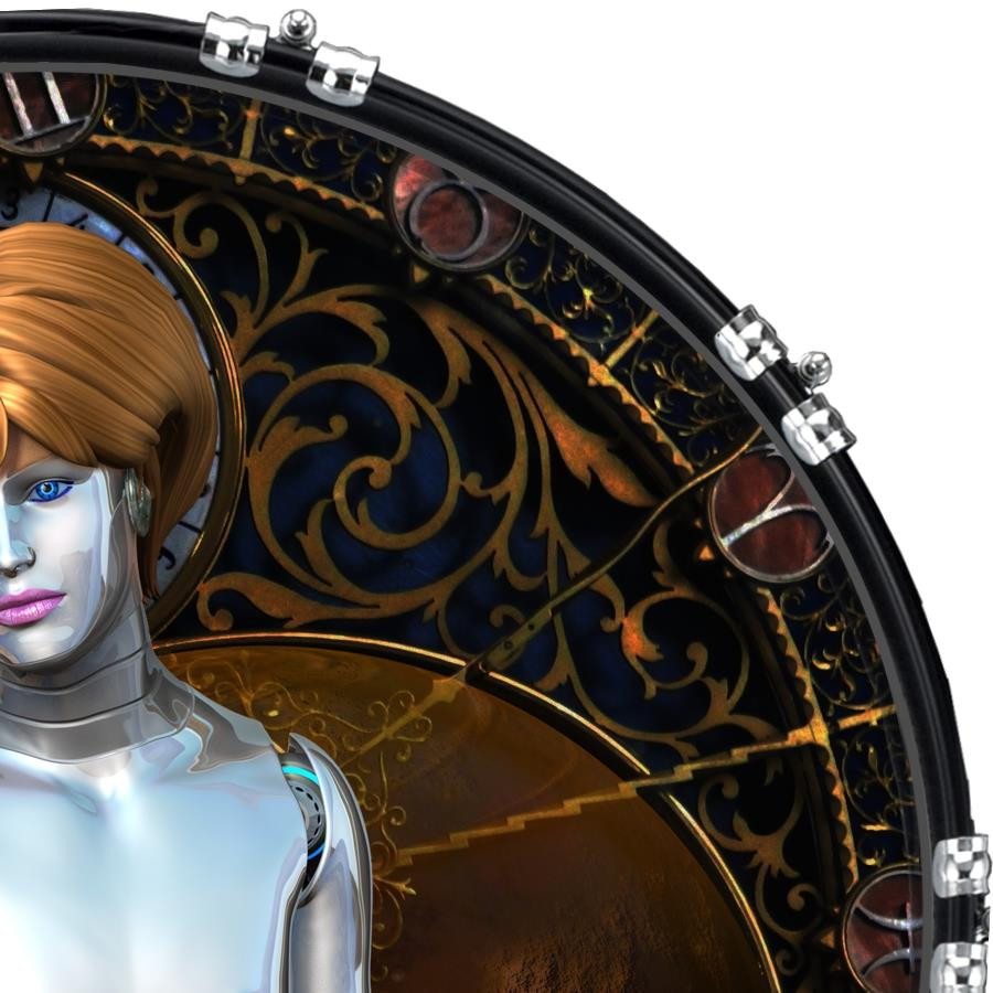 20" Custom Bass Kick Drum Front Head Graphic Graphical Android Pose