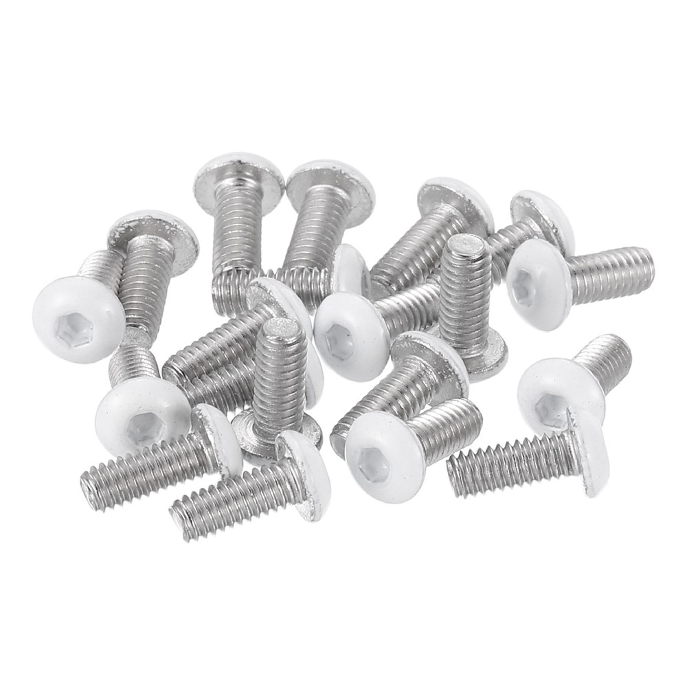 20 Pcs M2.5-0.45 x 6mm Button Head Socket Cap Screw Machine Screw, White