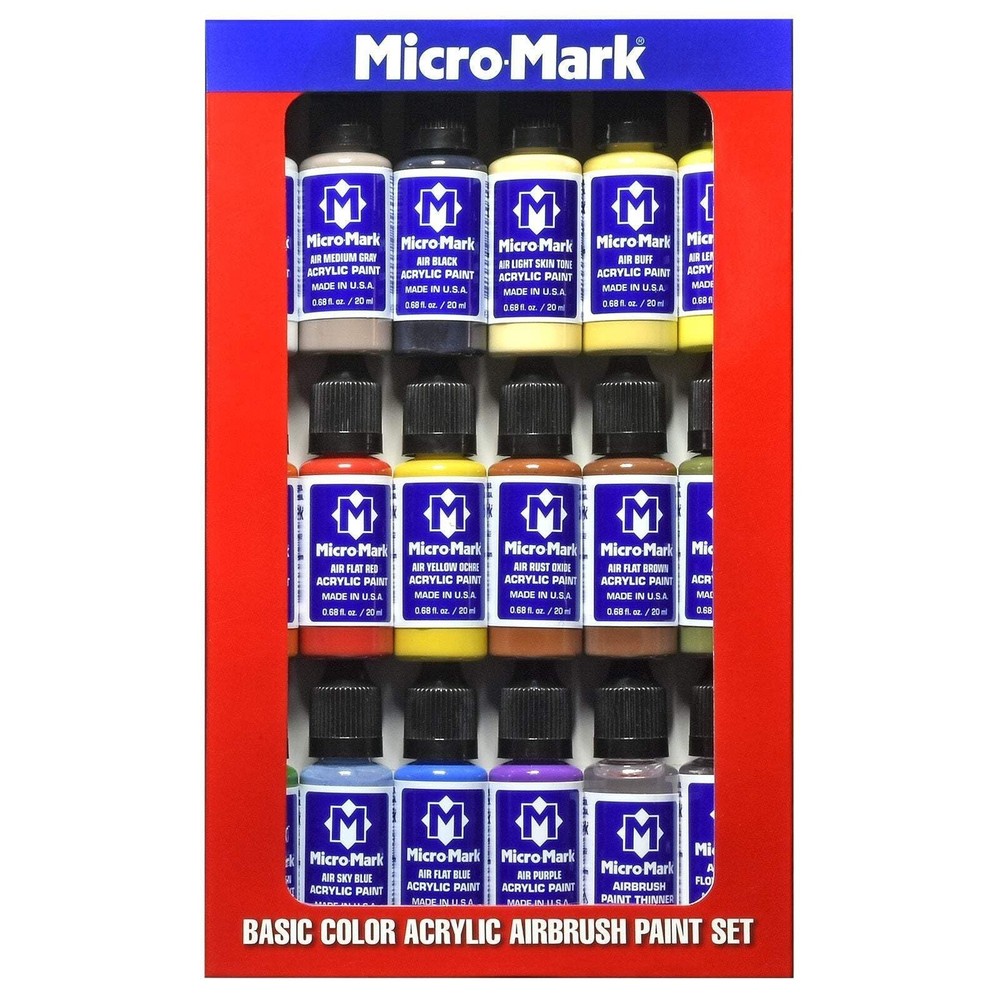 Micro-Mark Basic Color Airbrush Paint Set – Versatile Acrylic Paints for M