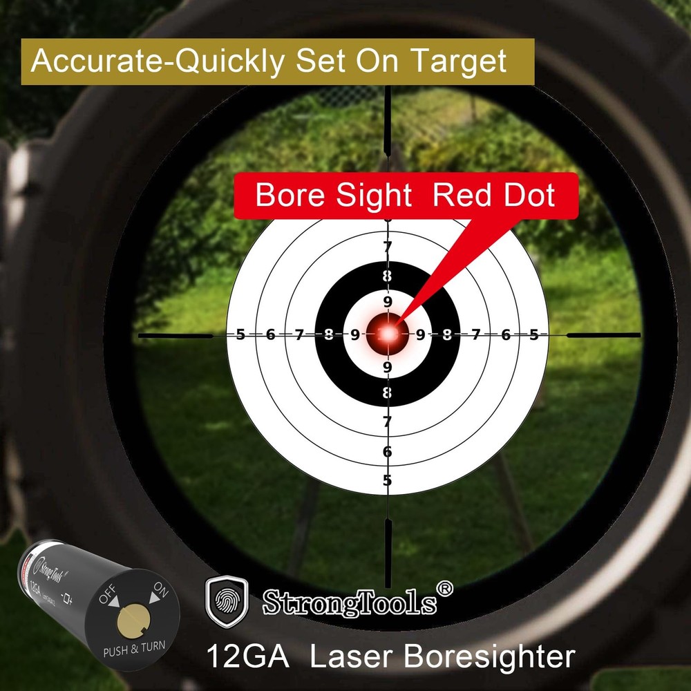StrongTools 12GA Laser Bore Sight with Switch and High-Capacity Red