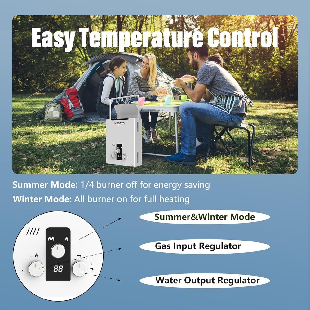 8/14/18 L RV Tankless Propane Gas Hot Water Heater with Display Instant Boiler