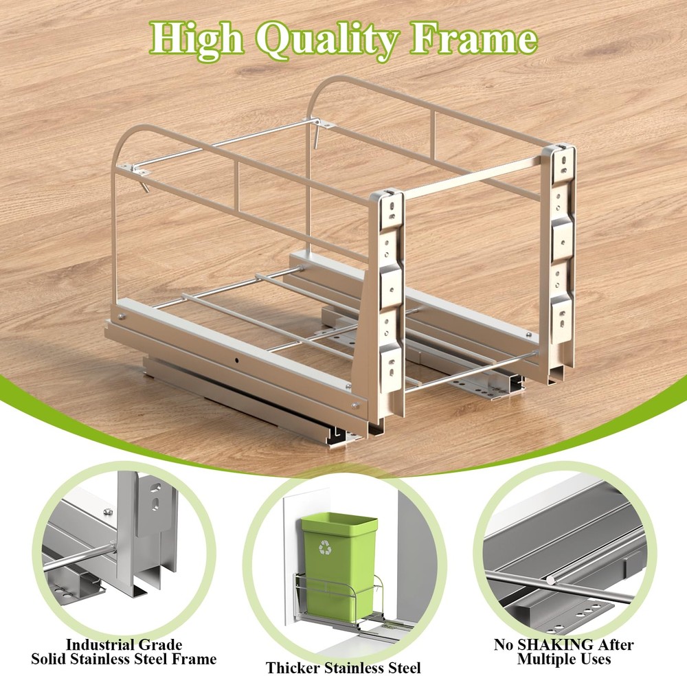 Pull Out Trash Can Under Cabinet Shelf, Under Cabinet Trash Cans Pull Out Kit...