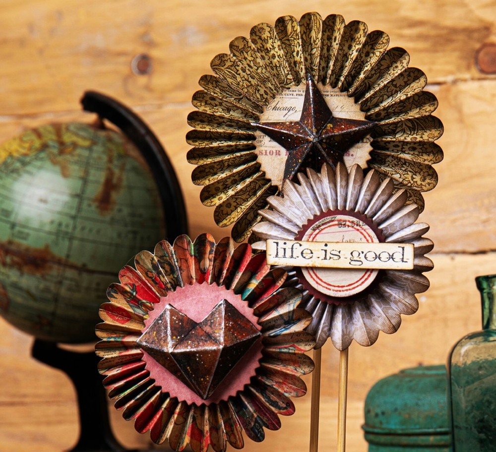 New Retired Sizzix Thinlits 7pc Rosettes #666567 Retail $20.99 Tim Holtz Vault