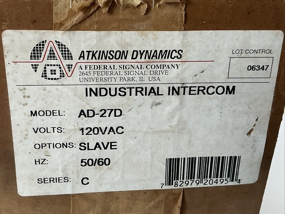 Atkinson Dynamics Industrial Intercom 0.24A 120V | AD-27C |