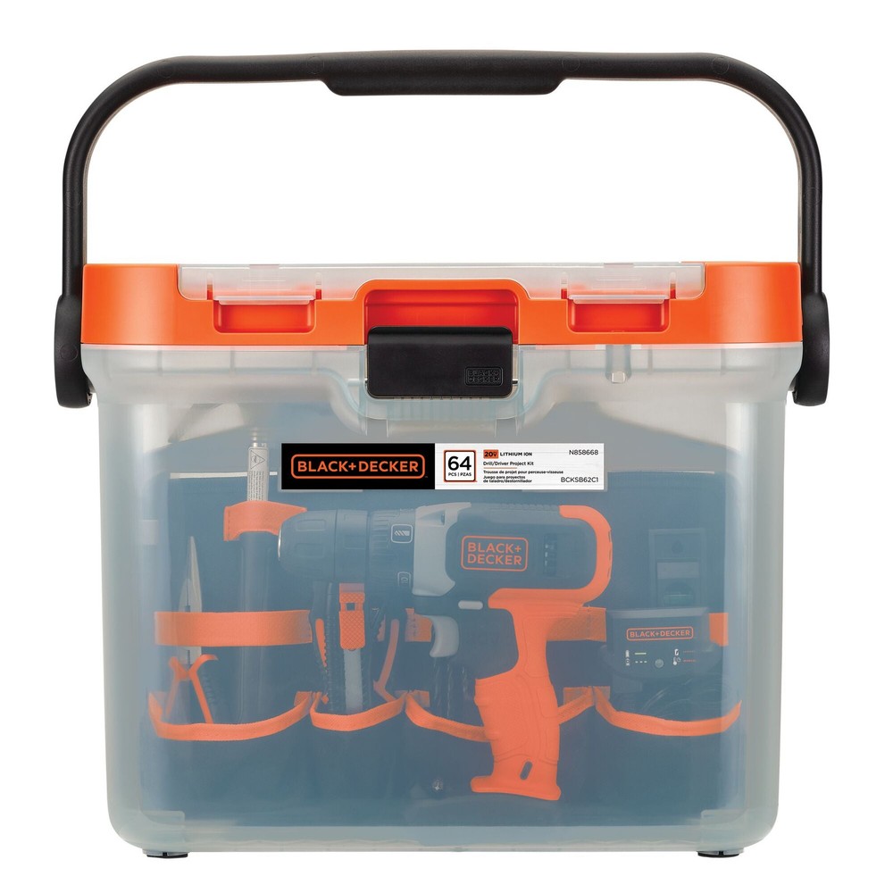 BLACK+DECKER 20V MAX* Drill Hand Tool and Accessory Home Project Kit- BCKSB62C1