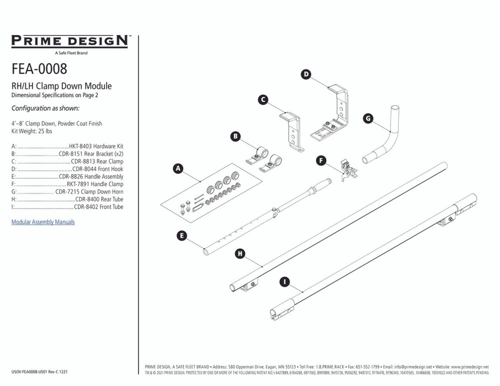 Prime Design FEA-0008 Clamp Down Feature Kit