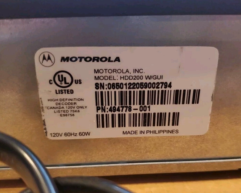Motorola General Instrument High-definition Decoder Model Hdd - 200 W/GUI