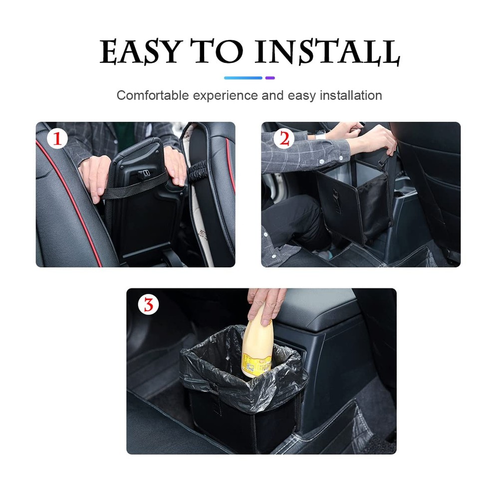 Fekey&JF Foldable Car Trash Can, Hanging Waterproof Leakproof Small, Black