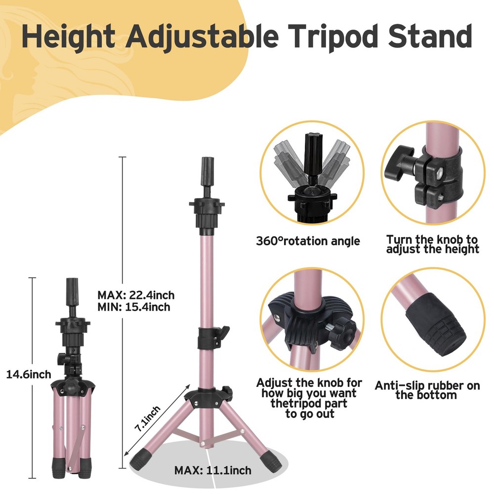Mannequin Stand with Head for Desktop, Rose Golden