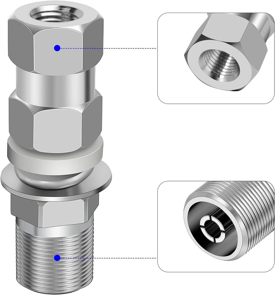 2 Pack CB Antenna SO-239 Stud Mount Adapter - Secure & Reliable 3/8 x 24