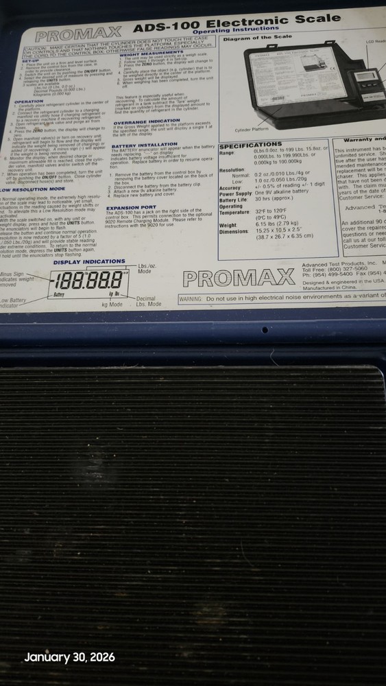 Promax ADS-100 electronic Refrigerant Scale