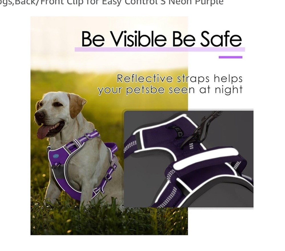 ThinkPet No Pull Harness Breathable Sport Harness with Handle Large Purple New
