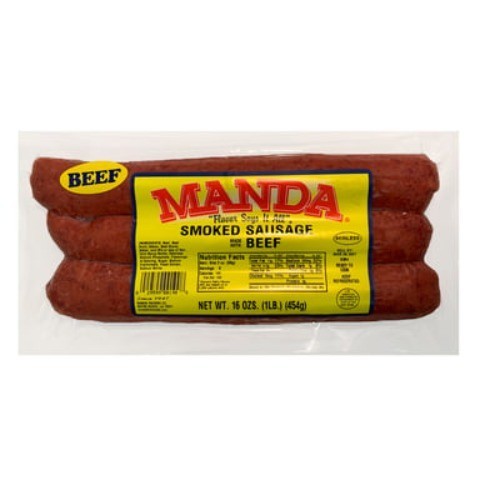 Manda Beef Smoked Sausage 16 Oz (4 Pack)