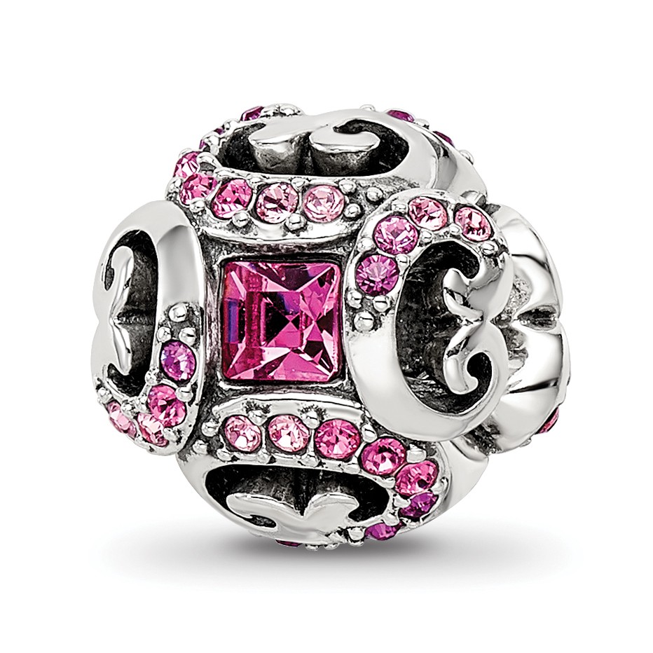 Silver Reflections with Crystals Renaissance Bead QRS3471