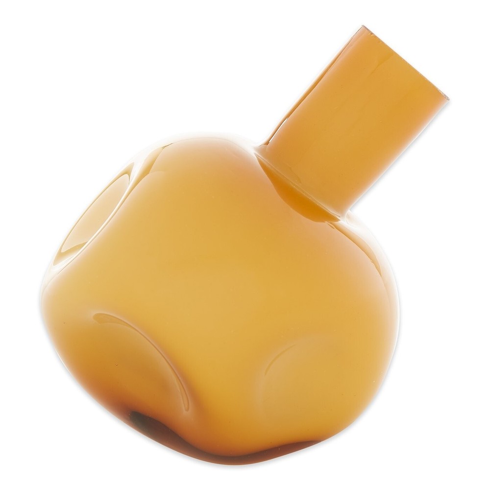 YELLOW ABSTRACT VASE - 6" HIGH - GLASS