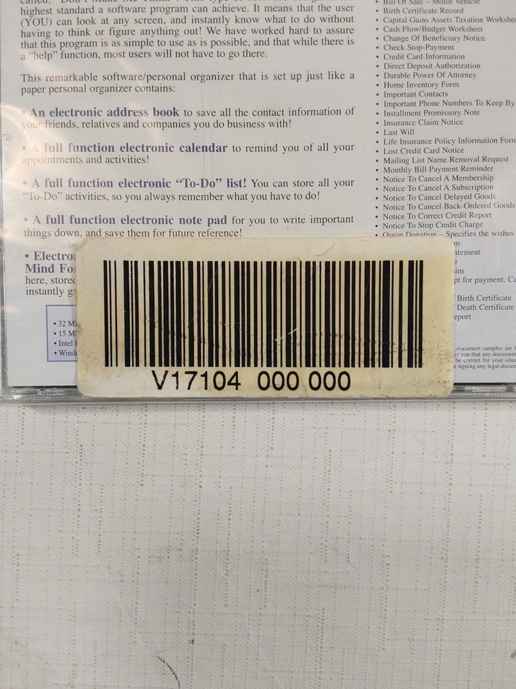 Organized Options Click n’ Go CD ROM Home Organizer CD