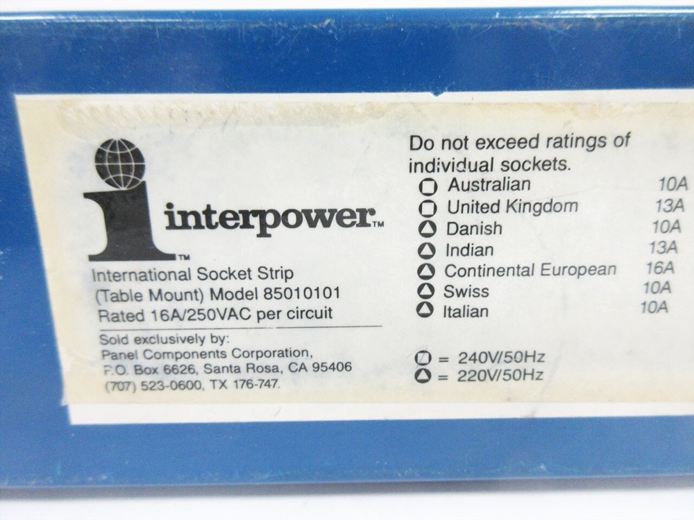 INTERPOWER 85010113 INTERNATIONAL SOCKET STRIP-RACK MOUNT - 7 SOCKET