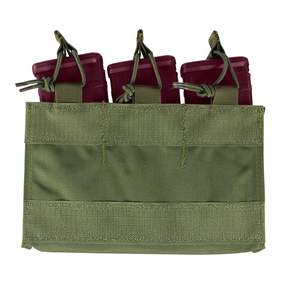 OD Green Hook Loop Bungee Open Top Triple 5.56/.223 Mag Pouch Insert