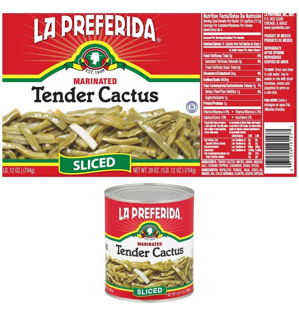 La Preferida Tender Cactus Marinated Sliced - 28 Oz - EACH