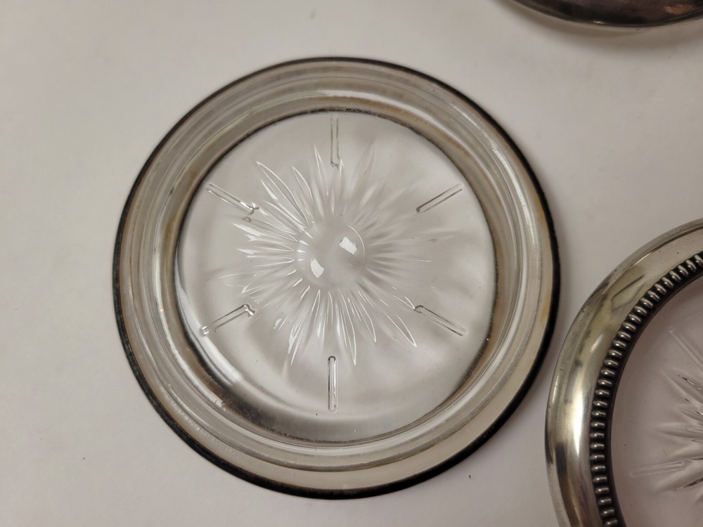 Vintage Silver Plated and Glass Coasters