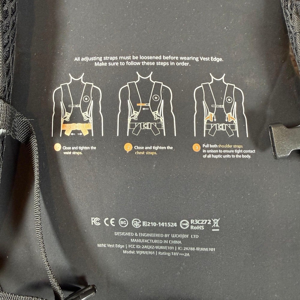 Woojer Edge Haptic Feedback Bass Vest Wearable Immersive Audio System Black