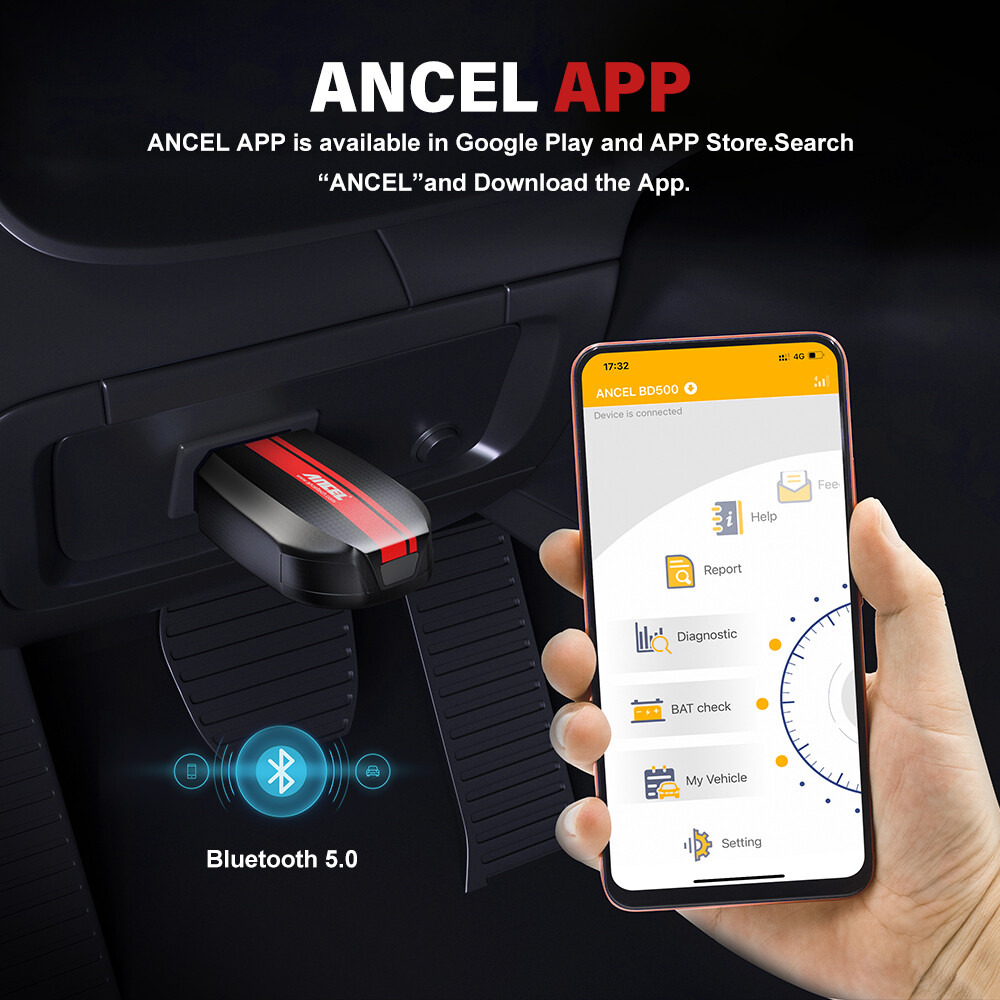 ANCEL BD500 Auto OBD2 Scanner BT Car Diagnostic Tool All System Code Reader