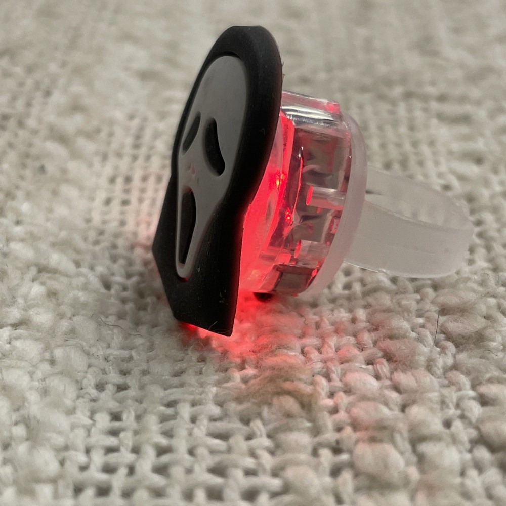 Halloween Ghost Face LED Light Up Adjustable Ring