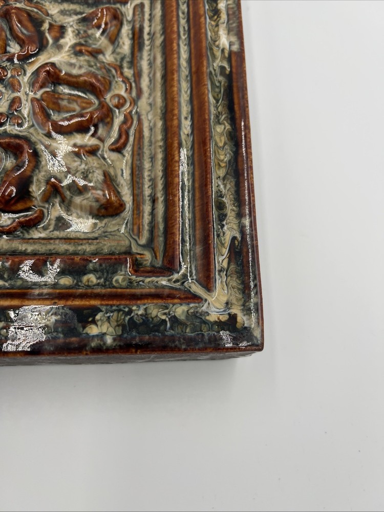 Decorative Square Rustic Ceramic Pottery Tile Wall Hanging