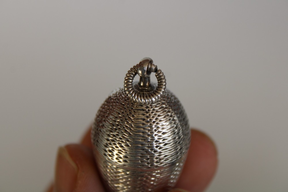 Antique Egg Sterling Silver Chatelaine Thimble Holder & Thimble / Pomander ?