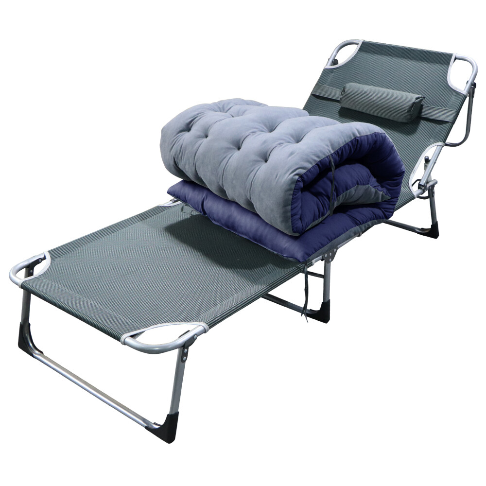 SLSY Adjustable 4-Position Camping Cot Folding Cot Cots for Camping Blue Gray