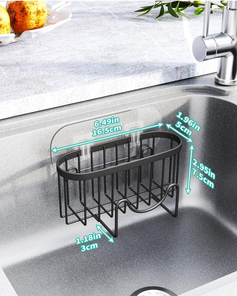 HapiRm Multifunctional Sponge Holder with Unique M-Shaped, 2 Installation Method