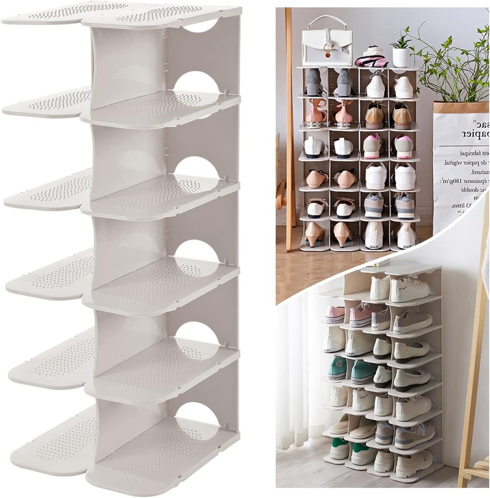 ACPOP 6-Tier Shoe Rack Storage Organizer, Adjustable 6 Layer, White