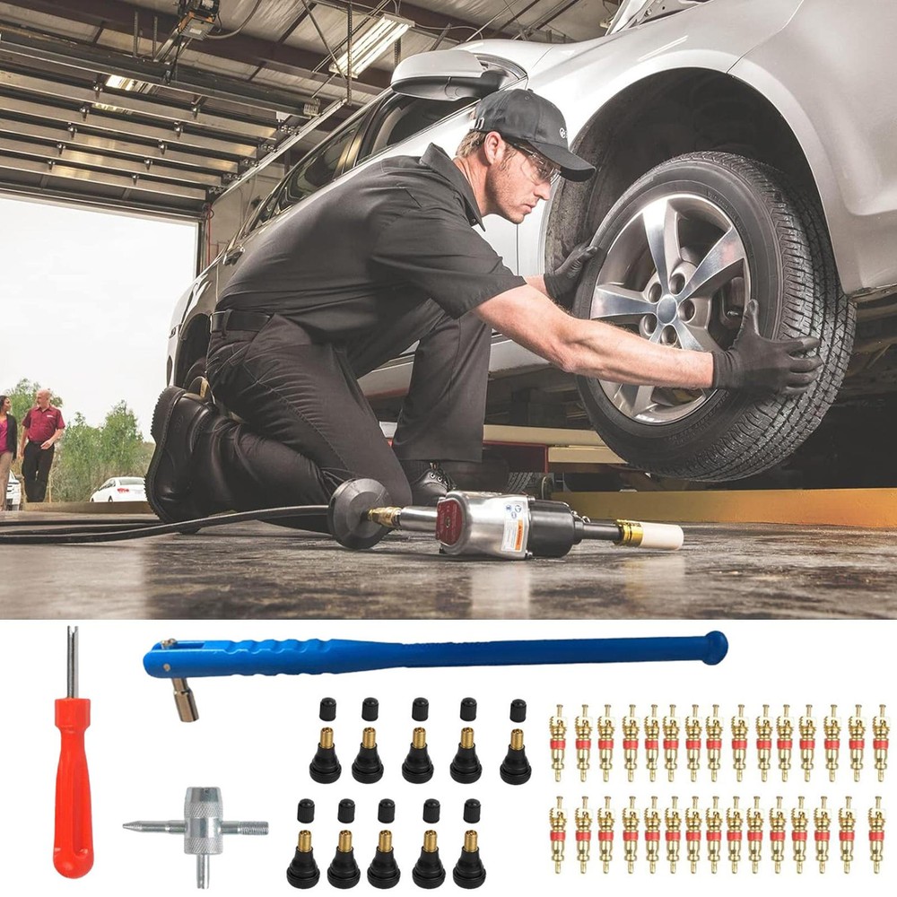 43-Piece Car Tyre Valve Removal Tool Valve Cores Tire Wrench Repair Tools Kit