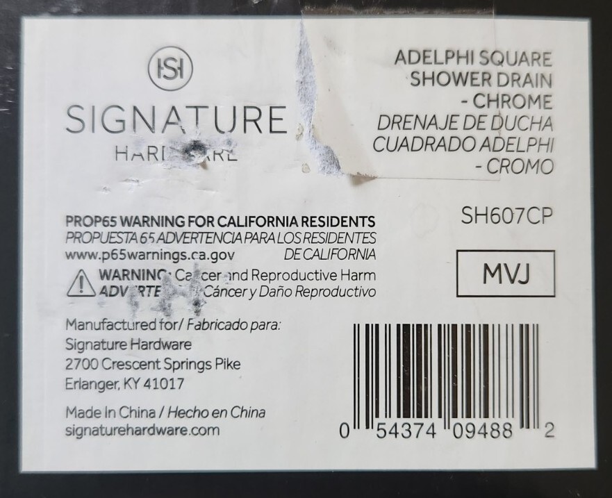 Signature Hardware SH607CP Adelphi 4-1/2" Pattern Grate Linear Shower Drain